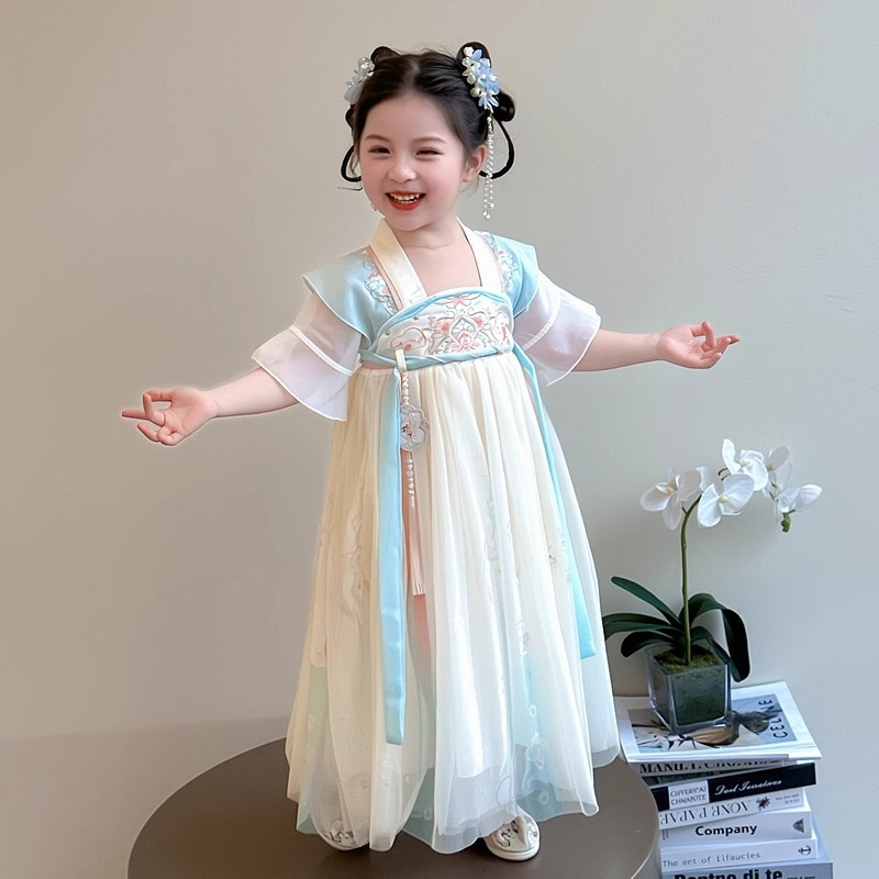 المد -الفتيات HanFu اللباس Xia Zhuang 2025 الجديدة الـ YangQi الأنيقة النساء جنية الطفل فوق تنورة ستتمتعون رقيقة Ru الفقرة Specification image