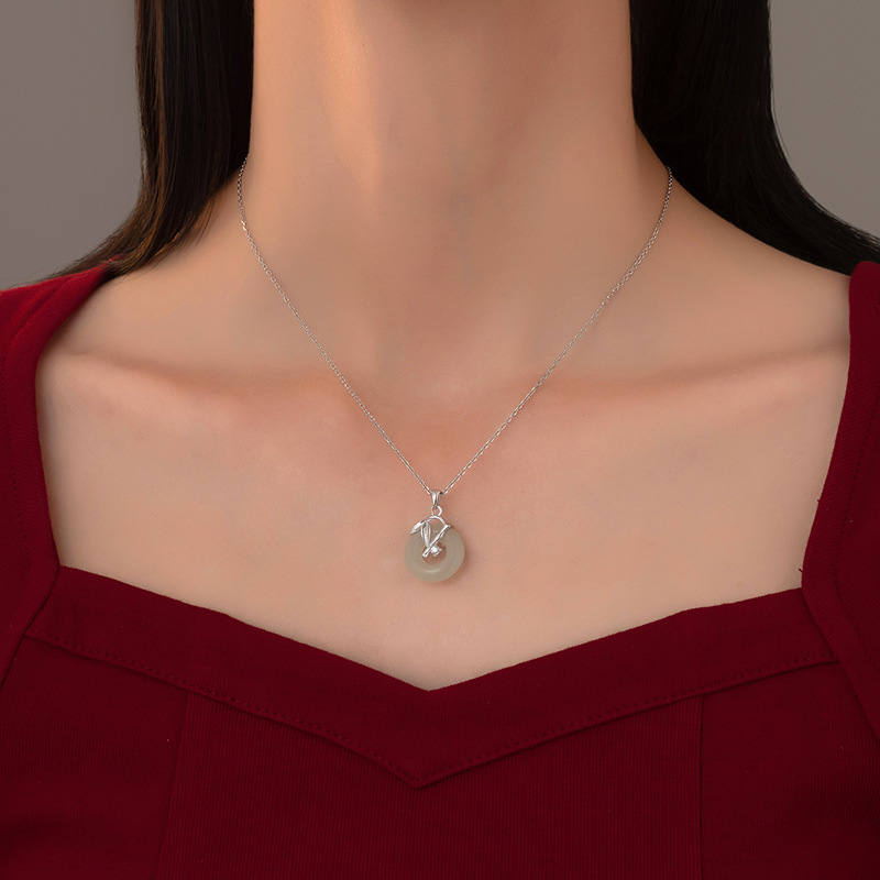 اما قلادة الخيزران المصنوعة من الفضة الاصلية ٩٢٥ الاصلية من الفضة الاصلية Specification image