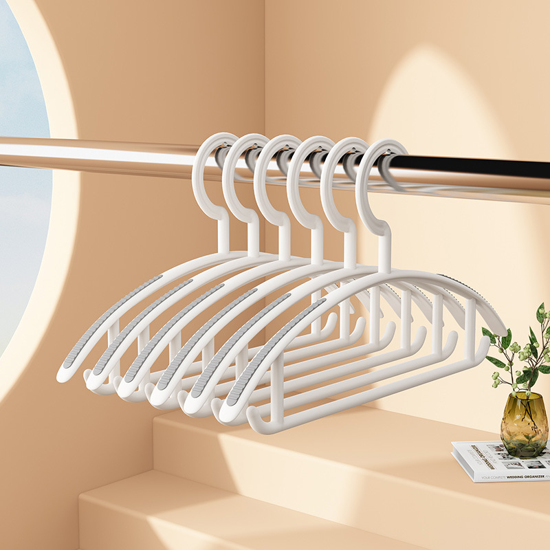 Plastic semi-circular wide-shoulder seamless anti-slip clothes hanger, household clothes protection, no clogging, clothes drying support, double-position narrow-shoulder thickened clothes hanger Specification image