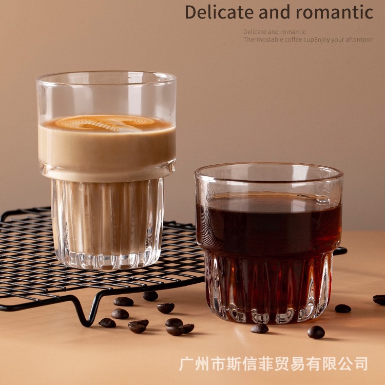 小红书同款杯子喜宴礼物加厚叠叠玻璃杯拿铁咖啡杯婚庆纪念礼品杯