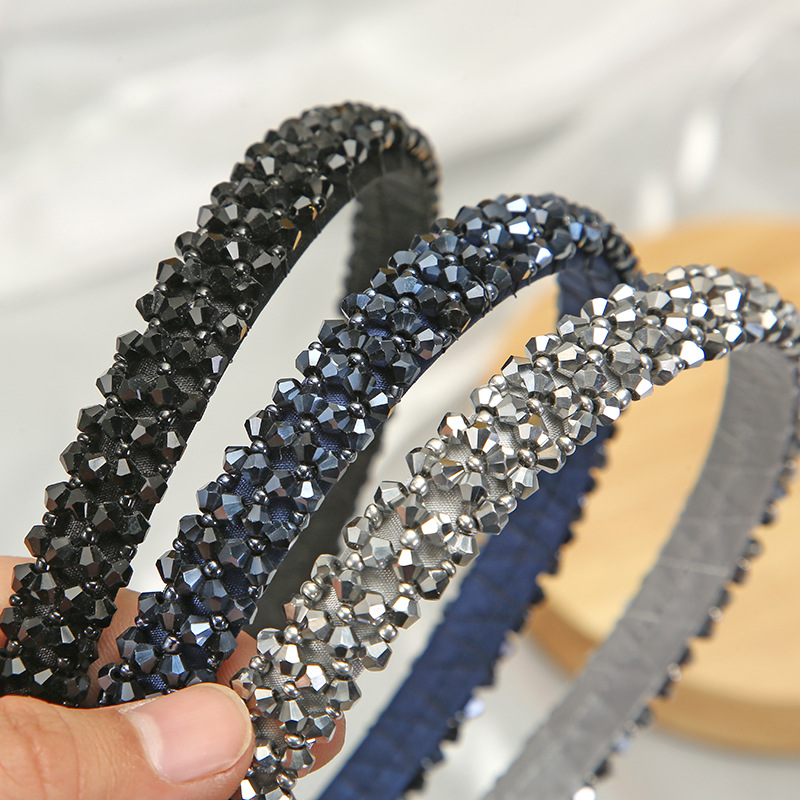 European and American cross-border water diamond sponge hair bundles, hair bands, retro beaded wide-edge crystal, Baroque headbands, hair clips, hair accessories, and other hair accessories