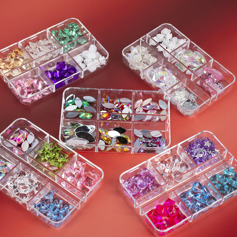 Wholesale acrylic diamond blind boxes with 6 compartments, DIY handcrafted blind box accessories, diamond-encrusted clothing, nail art and decorative items from the manufacturer details Picture