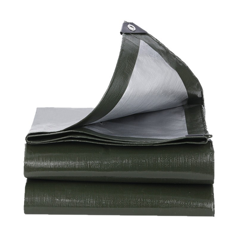 Wholesale tarpaulin, sun-protective thickened pe plastic rain cloth, military green silver tarpaulin, outdoor sunshade, rainproof and waterproof cloth Item Picture