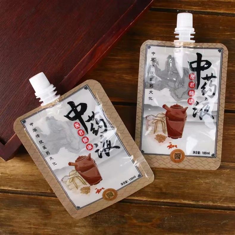 Wholesale of disposable self-standing liquid Chinese medicine bags, food-grade self-standing dispensed herbal tea bags, and portable Chinese medicine suction nozzle bags Specification image