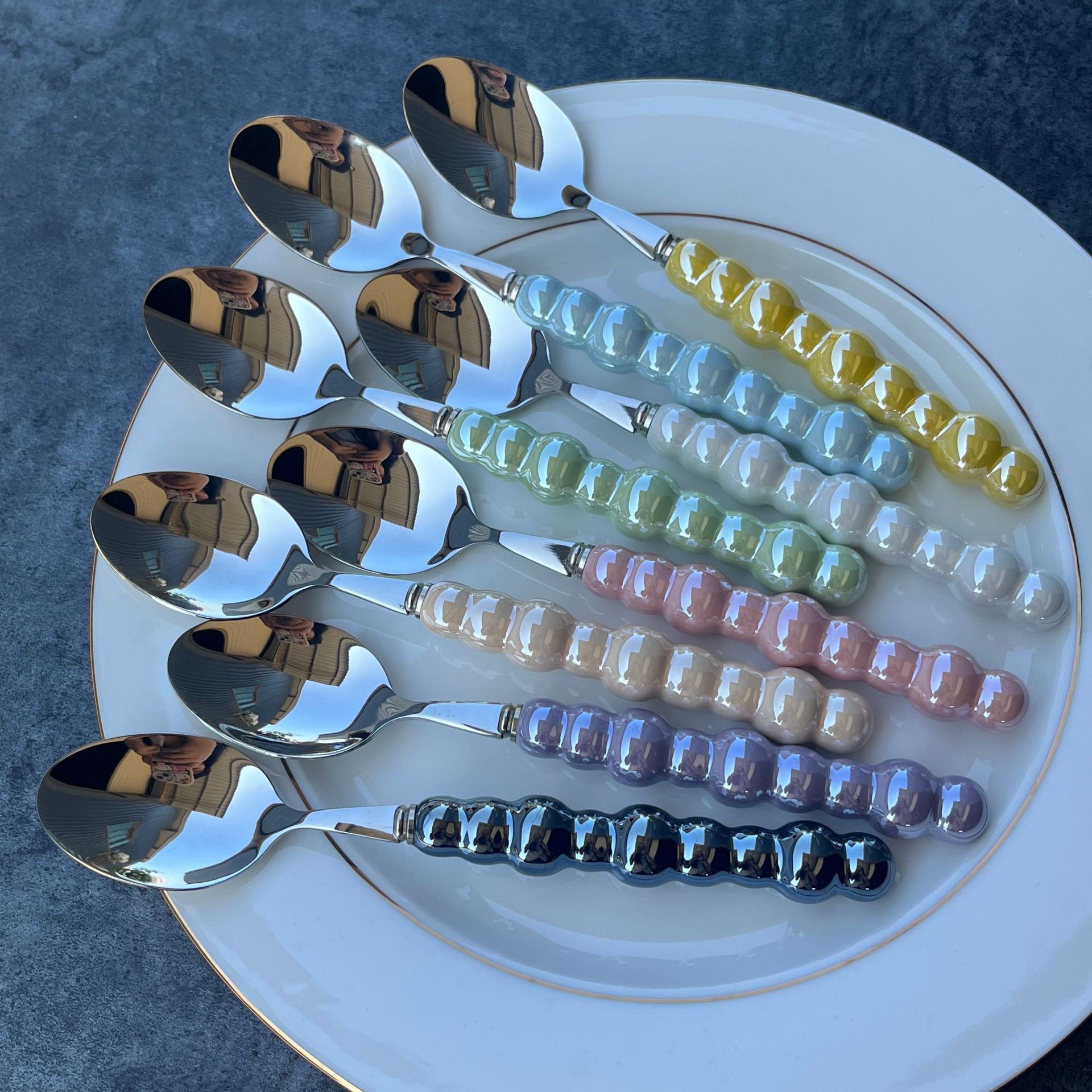 Ceramic Pearl Handle Knife, Fork And Spoon Set Home Steak Western Food 304 Stainless Steel Knife And Fork Tableware Specification drawing