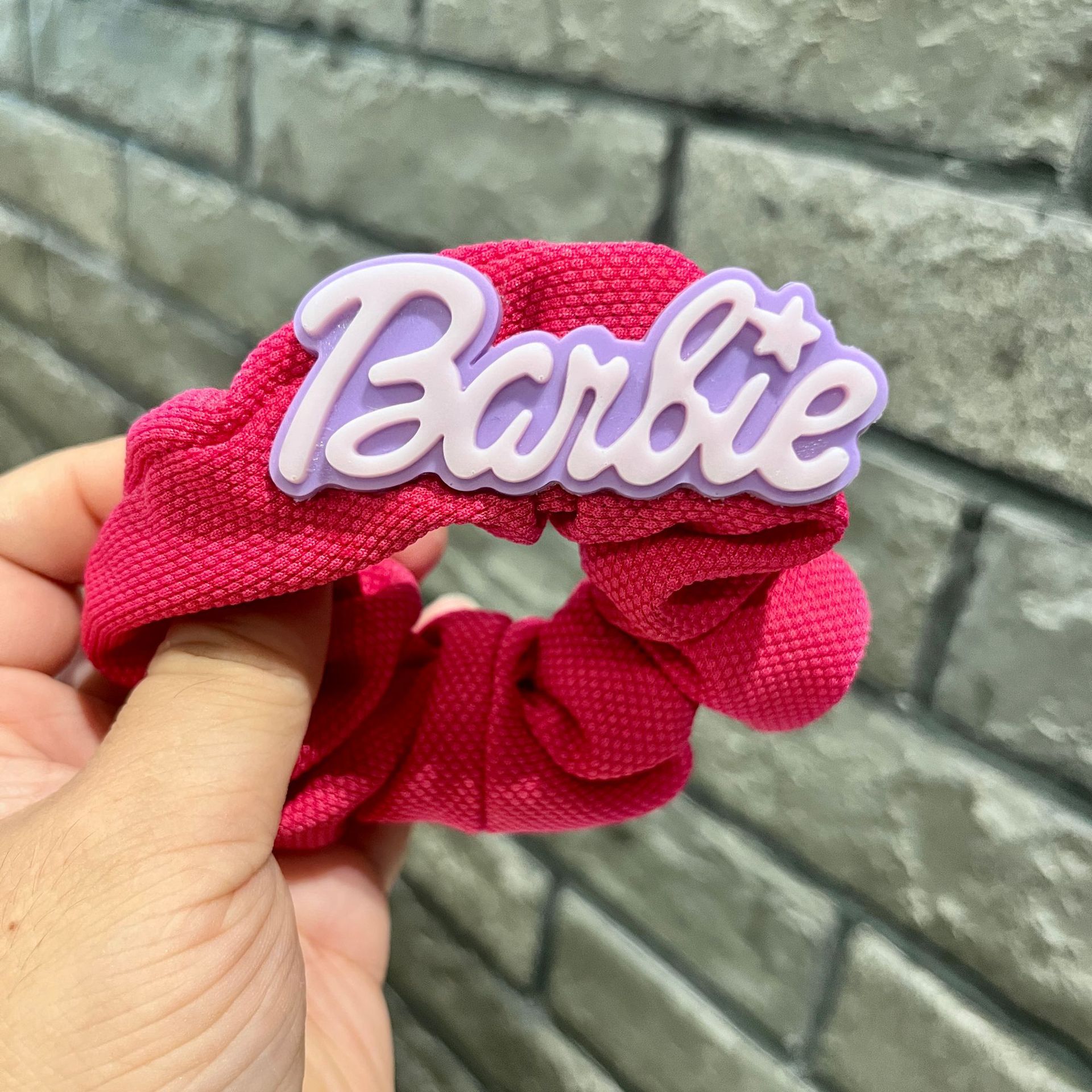 Large Korean plush large intestine hair band, bow hair accessory, letter princess hair tie, rose red whitening girl headwear Application Scenario