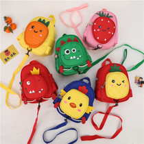 School season bag Korean version of children's leash backpack backpack cartoon strawberry boys and girls backpack kindergarten backpack