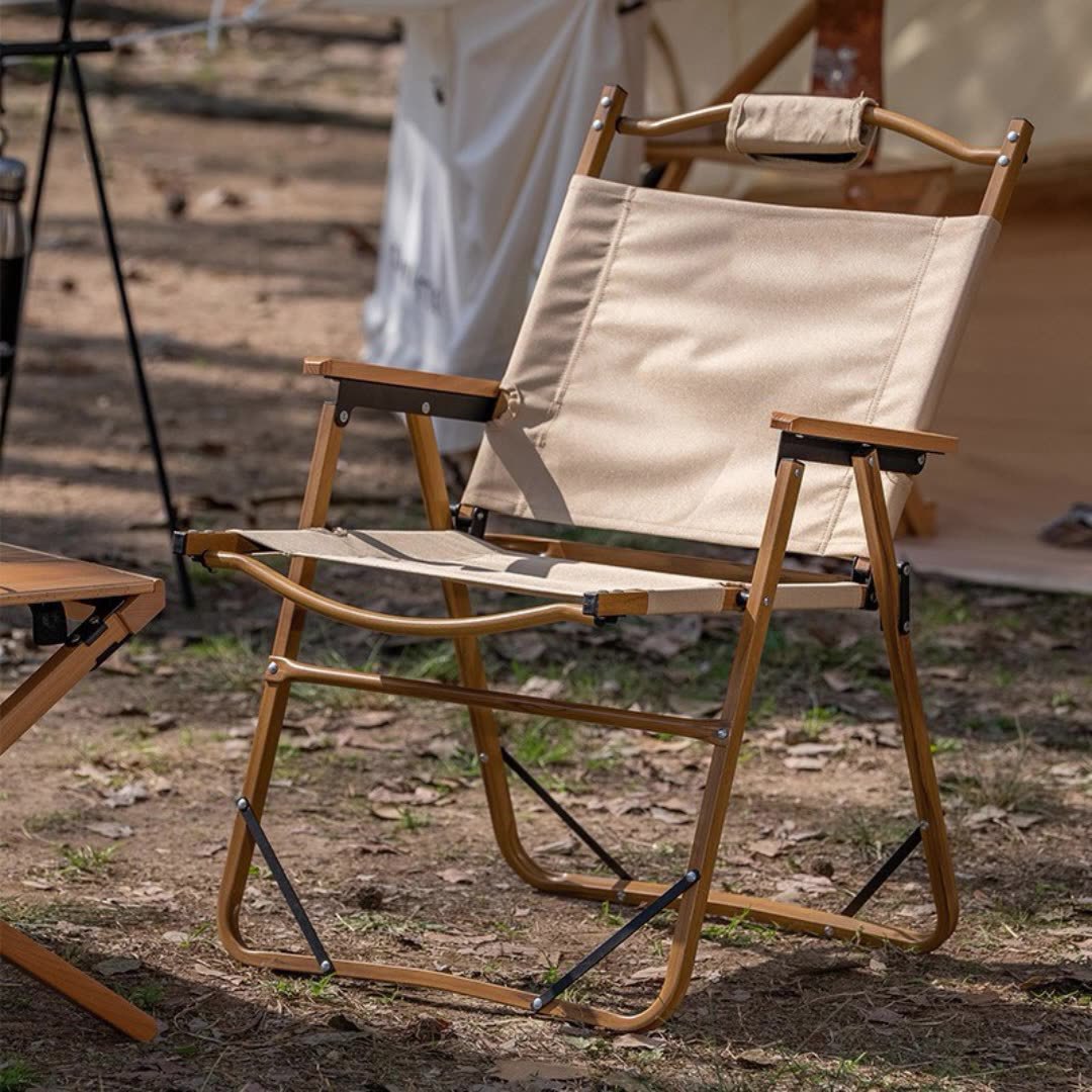 Aluminum outdoor folding chair Wood grain chair Kermit chair Outdoor folding chair Camping portable folding chair