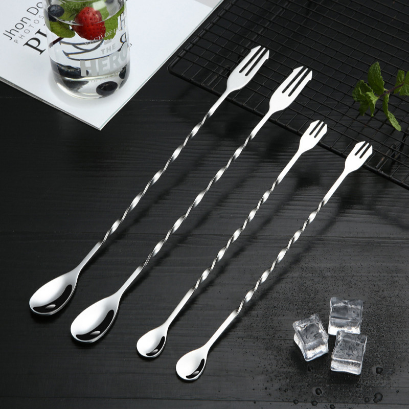 Stainless Steel 410 Cocktail Mixing Spoon, Long-Handled Bar Spoon, Ice Spoon, Double-Headed Spiral Milk Tea Spoon, Bar Spoon Wholesale Specification drawing