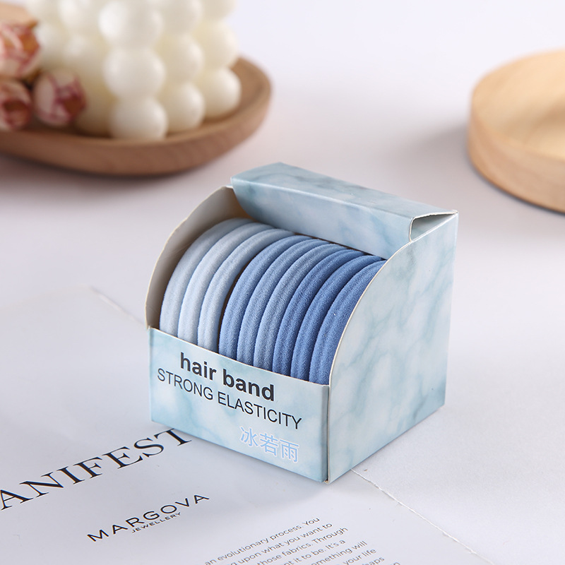 Korean style towel band hair tie, simple gradient color series, high-elasticity seamless hair tie spring and summer rainbow hair tie set Specification image