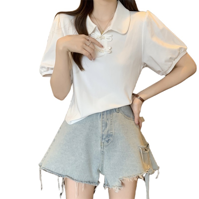 衣服/T恤/短袖/女T恤/T恤女白底实物图