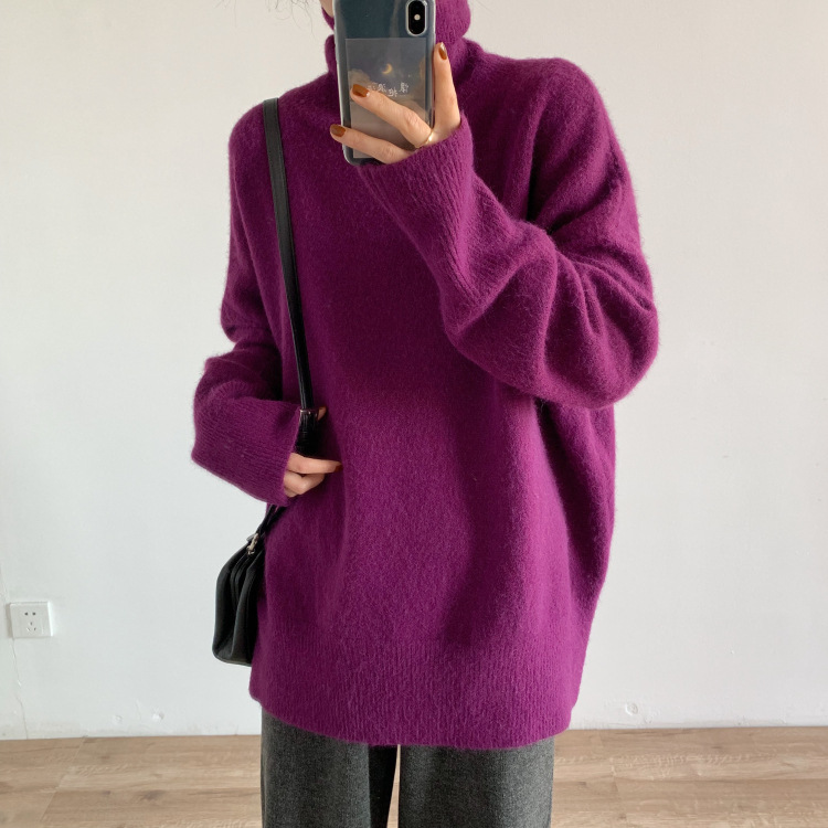 Soft and soft high-neck sweater for women's autumn and winter 2022 new Korean-style loose, simple and versatile knitted top as a base layer Application Scenario