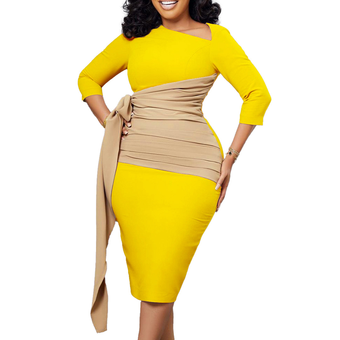 D310 Europe And The United States Plus Size Women's Autumn New Temperament Elegant Commuter Bag Hip Office Pencil Skirt African Dress Item Picture
