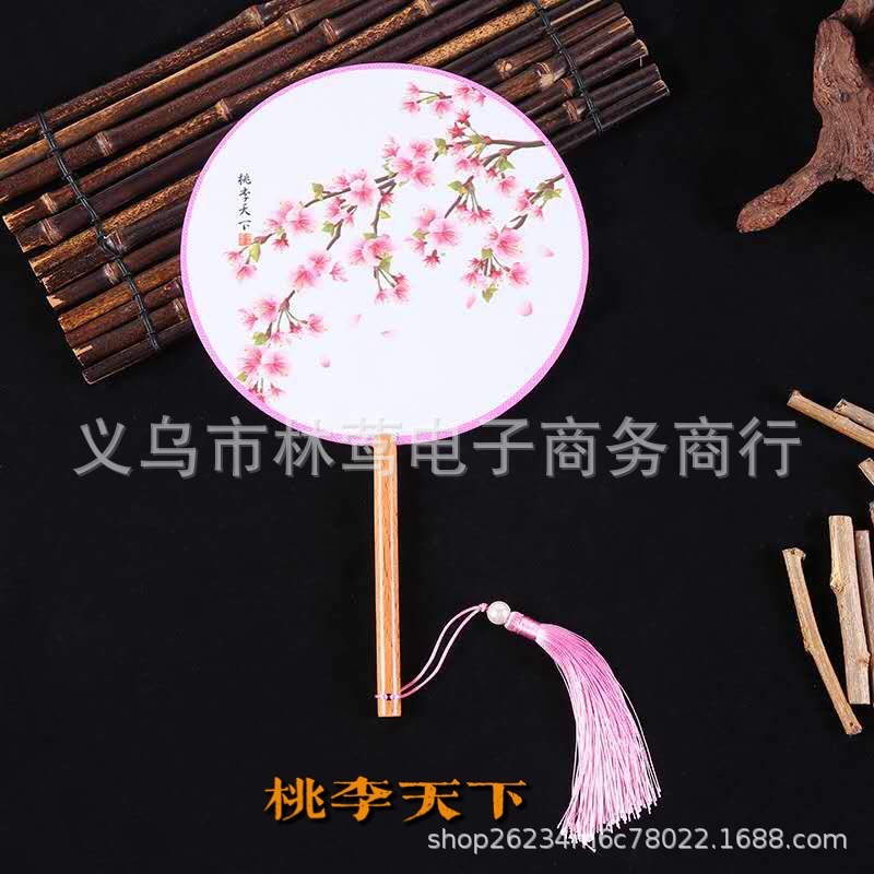 古风宫扇/文艺复古/圆扇/便携扇子/汉服/单面绢团扇/手工工艺/礼品扇产品图