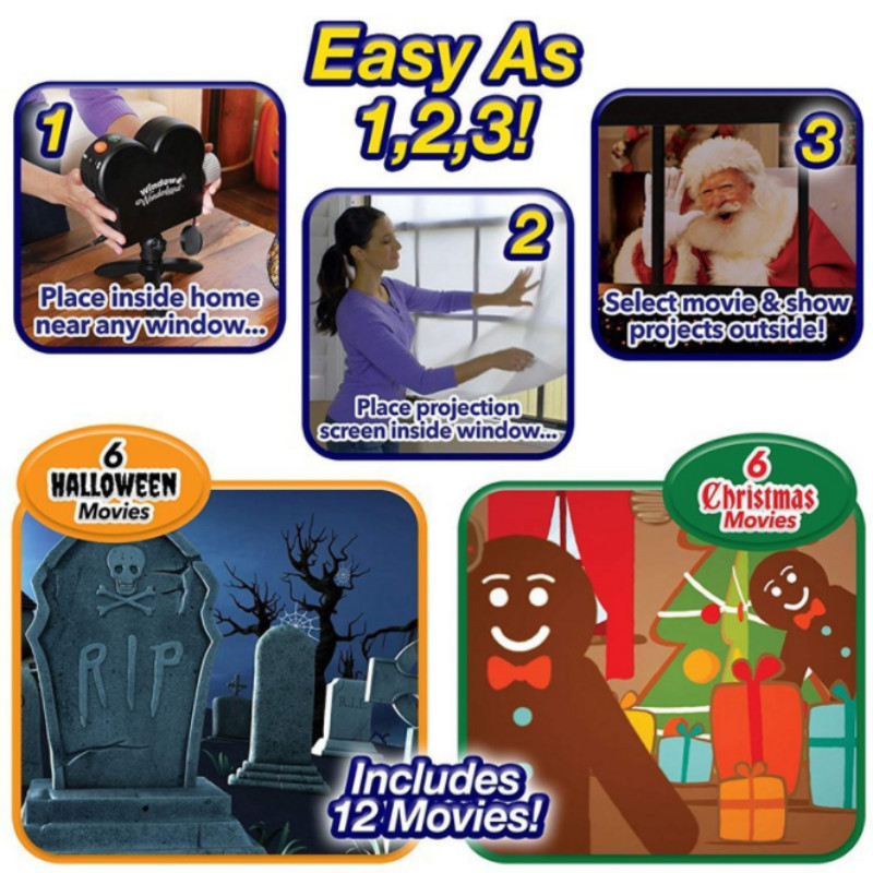 New window projector 12 film Window Projector Holiday projection light Christmas Halloween TV Specification drawing