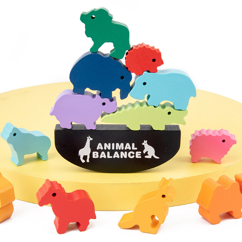 动物平衡叠叠高彩色积木儿童玩具宝宝认知幼儿园早教跷跷板积木详情图4
