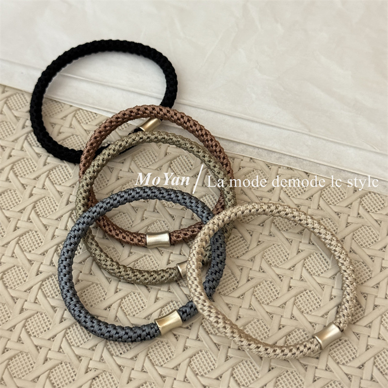 韩版简约头绳女高弹力耐用基础发绳粗网线麻绳日常扎发马尾橡皮筋