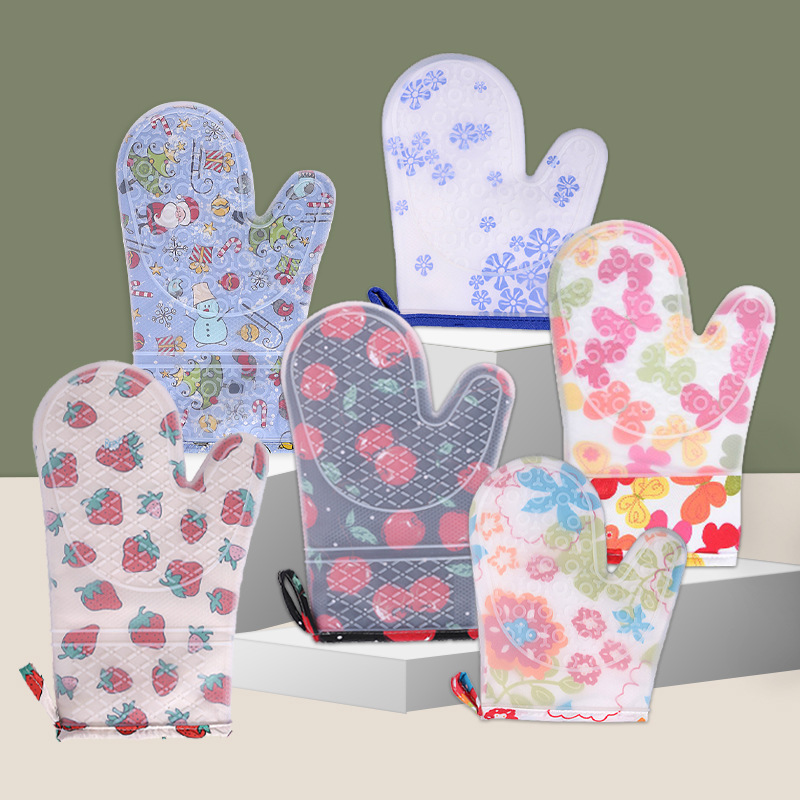 Factory direct plus cotton silicone heat insulation gloves Kitchen supplies baking tools Microwave oven mitts full figure