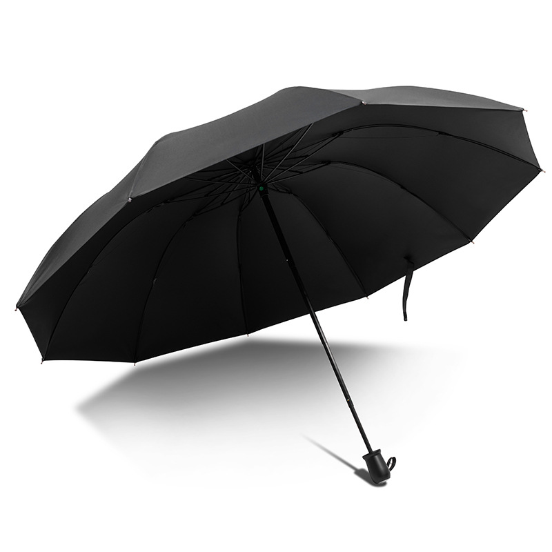 双人特大十骨黑胶遮阳雨伞大号晴雨两用太阳三折防晒批发防晒伞
