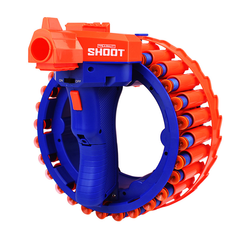 New cross-border children's electric hand ring rotating soft bullet gun, 28-round EVA sponge bullet parent-child shooting toy gun Item Picture