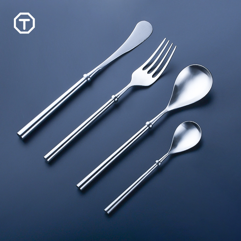 Day Q2 Simple 304 Japanese Matte Brushed Stainless Steel Main Table Knife, Fork And Spoon Bead Western Table Knife, Fork And Spoon details Picture