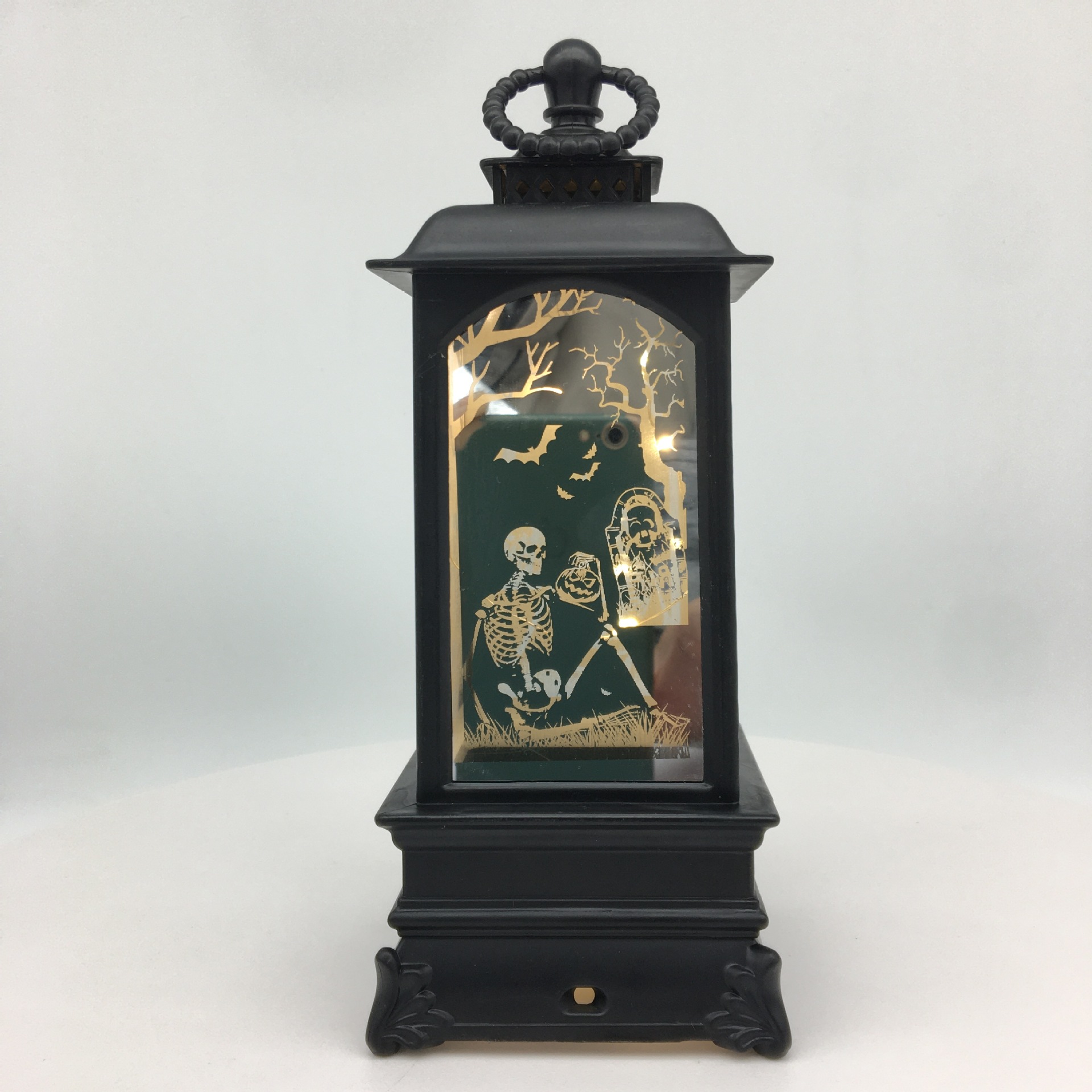 Halloween skeleton luminous decorative props, wind lanterns, flat wind lanterns, small oil lanterns, Ghost Festival decorative atmosphere props, electronic lights Specification image