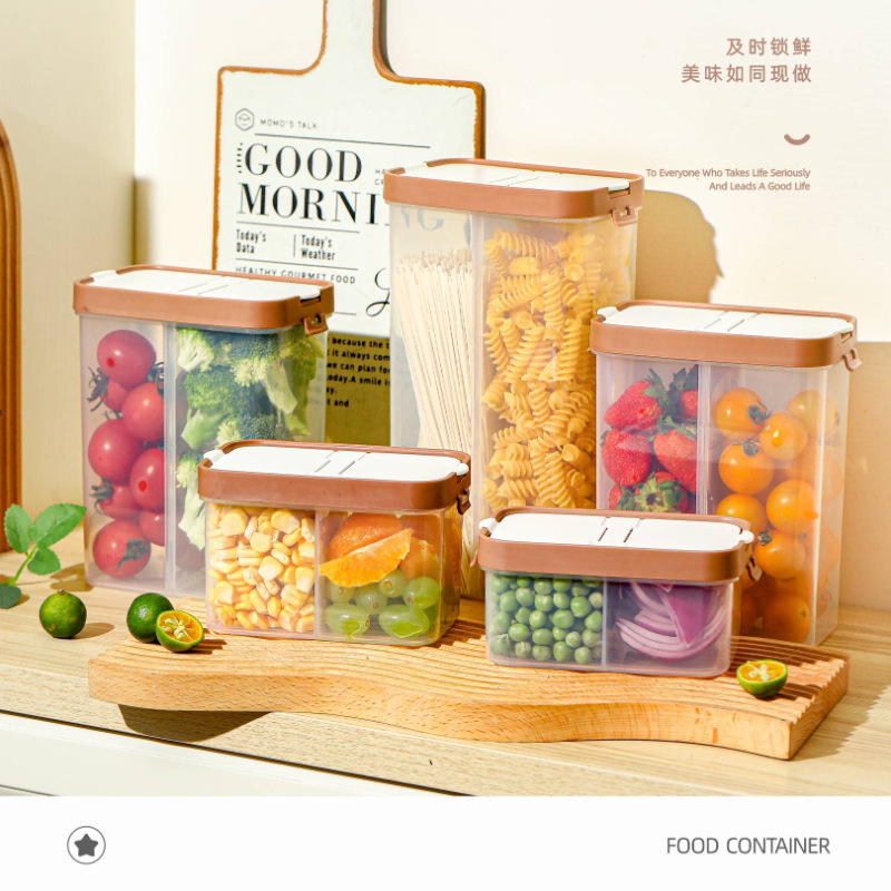 Household kitchen grain transparent food sealed tank multi-functional moisture-proof and insect-proof snacks storage division full figure