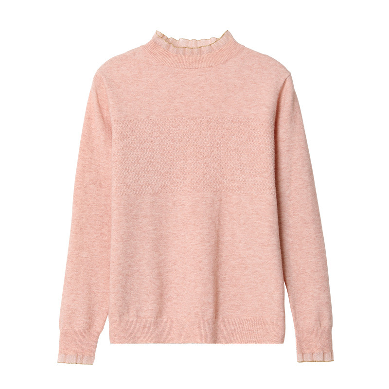 Semi-high-neck lace wool sweater for women's autumn 2022 new style, thin inner layer top, knitted base layer Item Picture