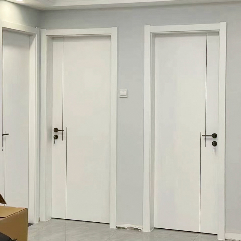 白色平板室内木门卧室门现代轻奢免漆门隔音烤漆门家用实木门批发