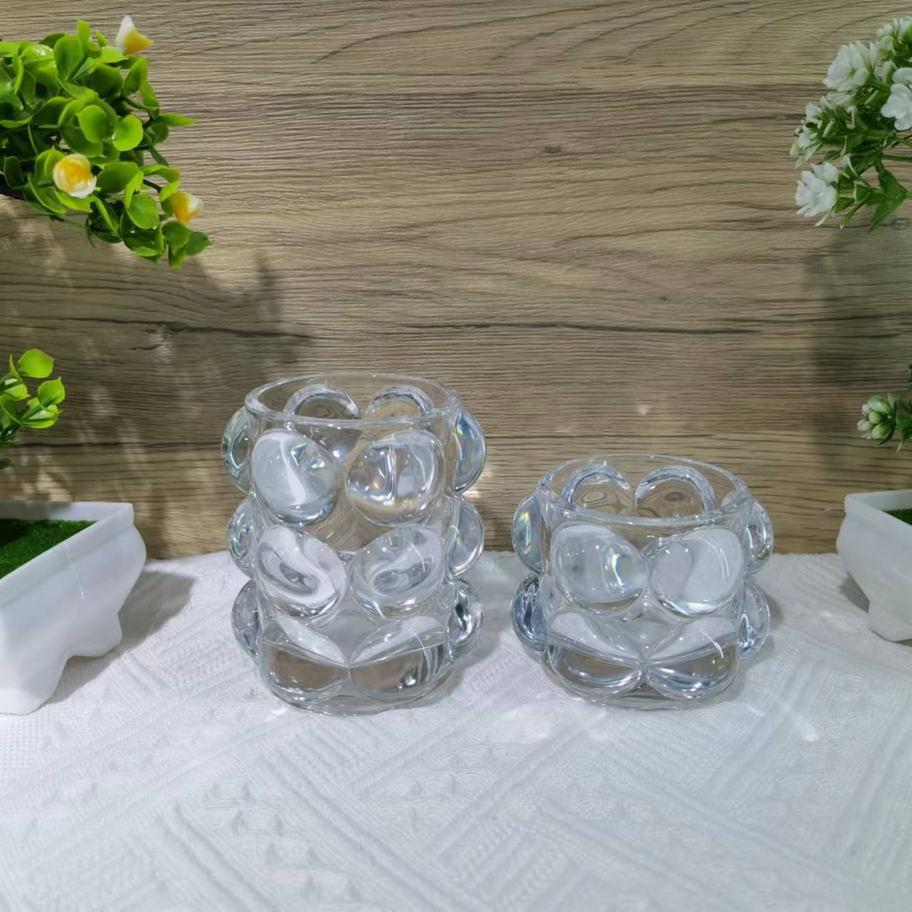 Multi-Purpose Transparent Glass Glass Glass Glass Glass Juice Milk Glass Large Bead Point Bubble Pen Holder Dazzling Color Makeup Brush Storage Bucket details Picture
