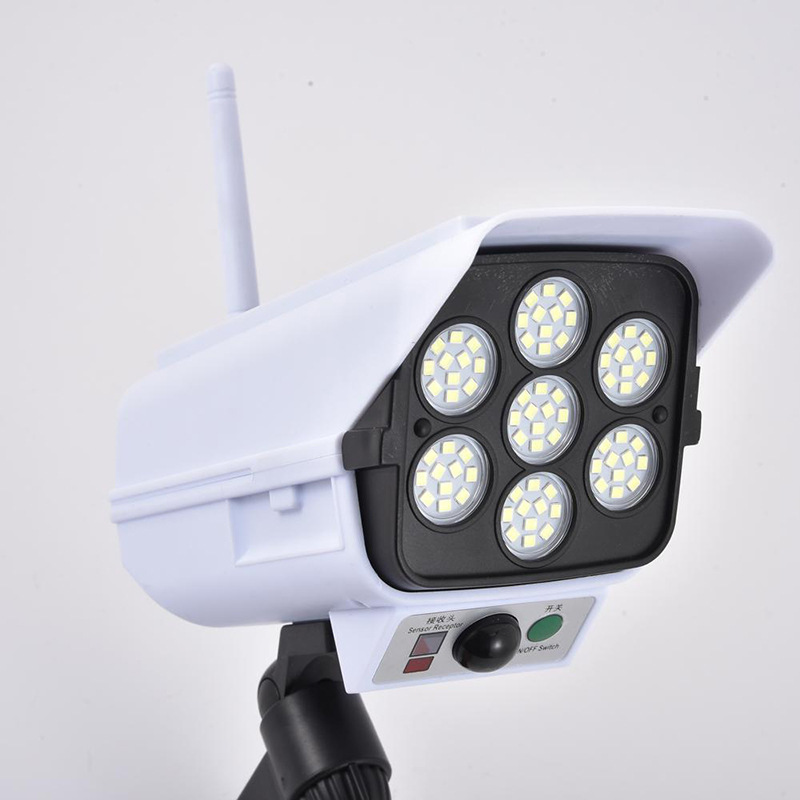 Three-level solar led sensor wall lamp, simulation monitoring lamp, remote control integrated monitoring lamp, solar garden lamp Specification image
