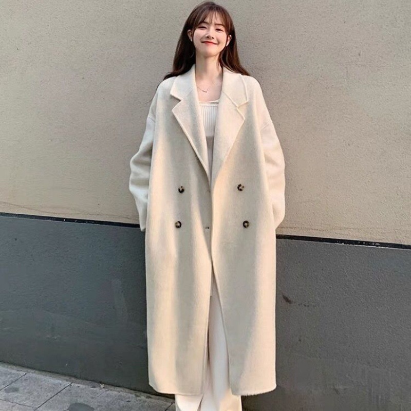 大衣女2023特惠大促韩式双面呢中长款显瘦双面羊绒外套厂家批发