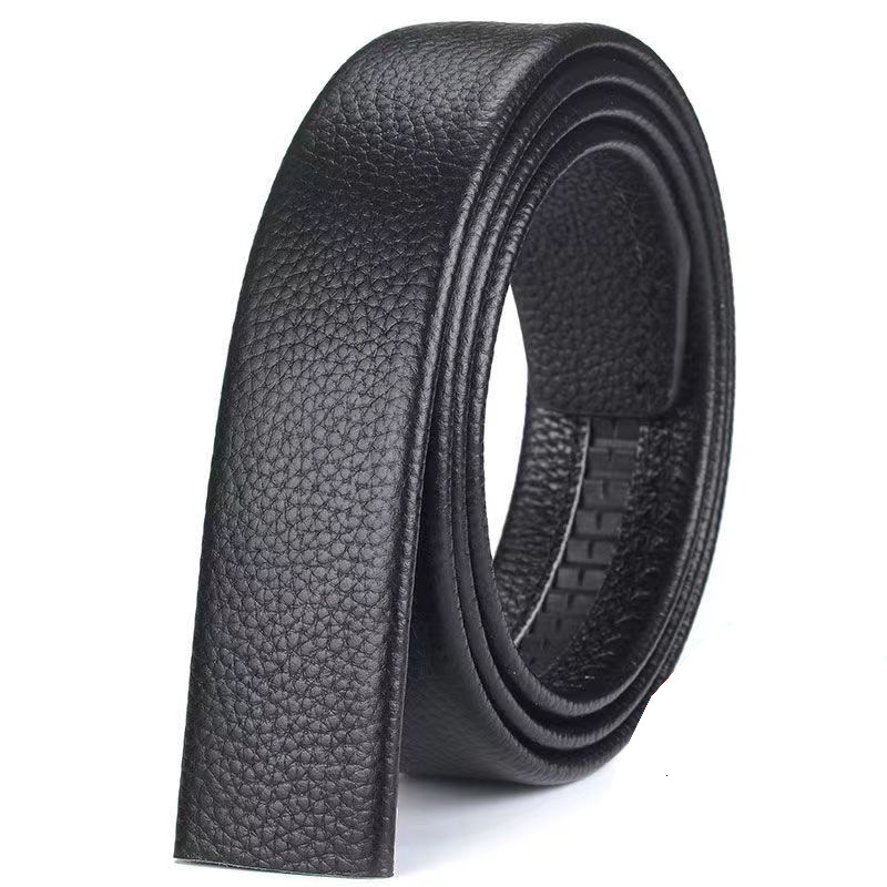 Wholesale of double-layer cowhide belts for middle-aged and young men without buttons