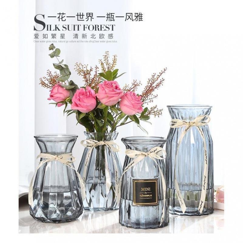 A large, creative, transparent, water-cultivated glass vase for the living room, a simple, lucky bamboo, dried flowers, cross-border Item Picture