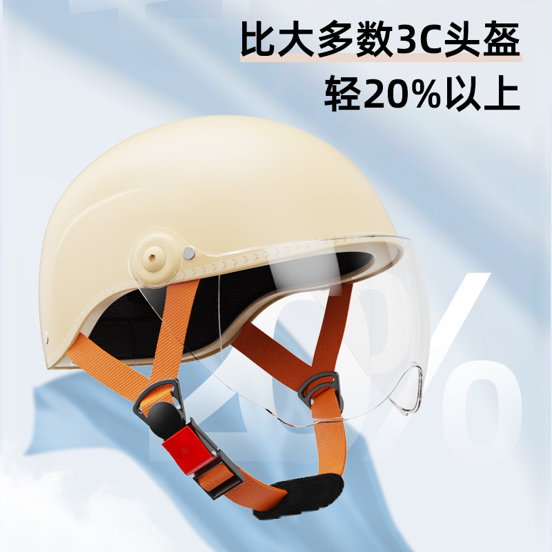 3C认证电动车头盔复古哈雷男女士摩托车头盔四季通用电瓶车安全帽详情图2