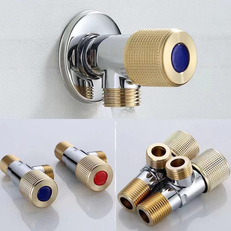 Manufacturers Wholesale Pure Copper Triangle Valve Full Copper Thickened Angle Valve Water Heater Toilet Water Stop Valve Hot And Cold Household Copper Angle Valve details Picture