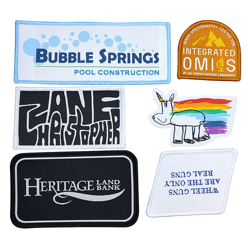 Customized woven labels, cross-border foreign trade woven stamps, irregular-shaped fabric stickers, gift bags, handbag fabric stamps, custom-made heat transfer stamp patches Item Picture