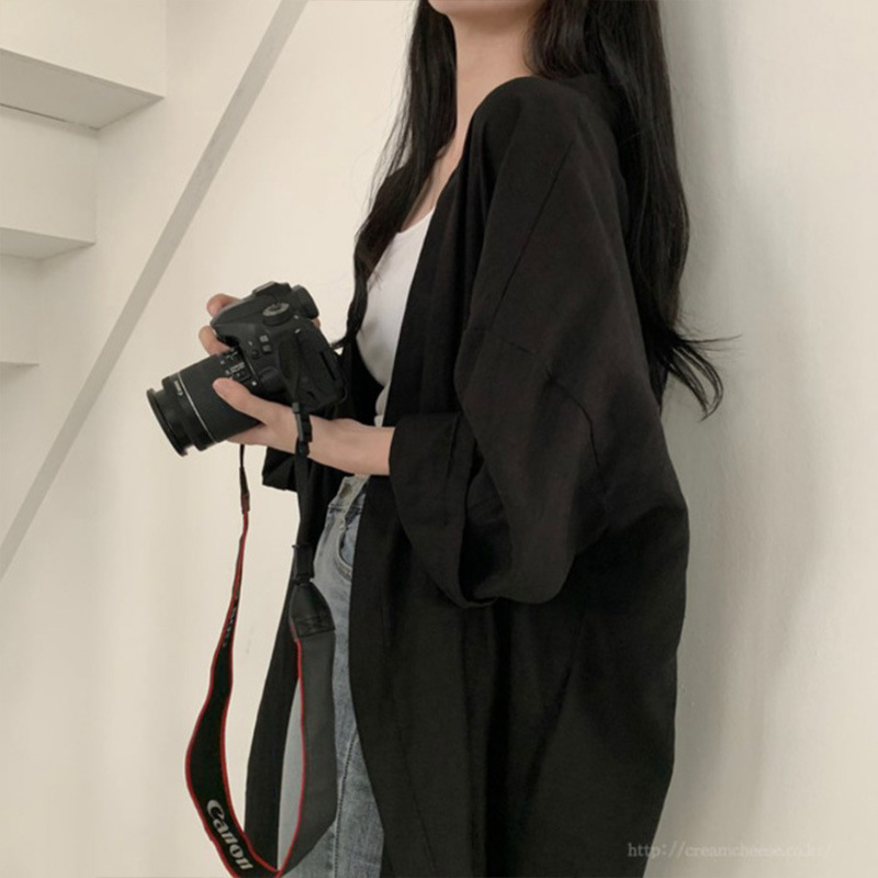 Summer Korean Version Of Loose Long Sleeve Cardigan Coat Blouse Southeast Asian Women's Solid Color Thin Windbreaker Sunscreen Clothes Women details Picture