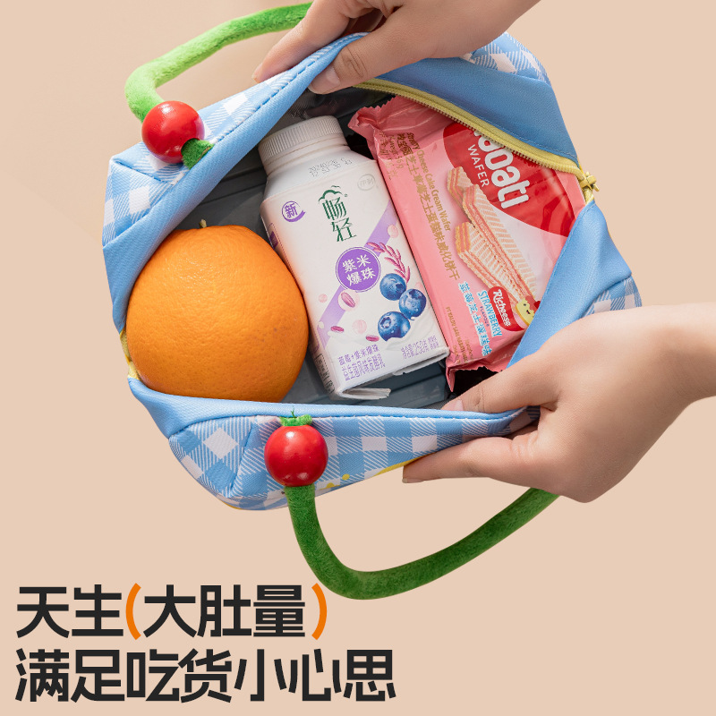 Fun fruit bento bag, thickened large-capacity lunch box bag, portable insulated and fresh-keeping lunch bag, cute hand-held ice pack Application Scenario