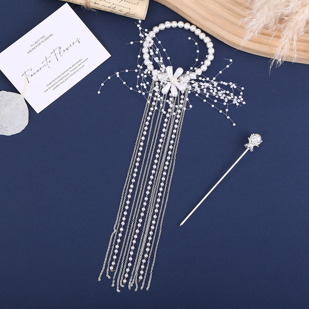 韩式唯美流苏新年发饰水晶网纱超闪不伤发发箍网红同款气质发卡详情1