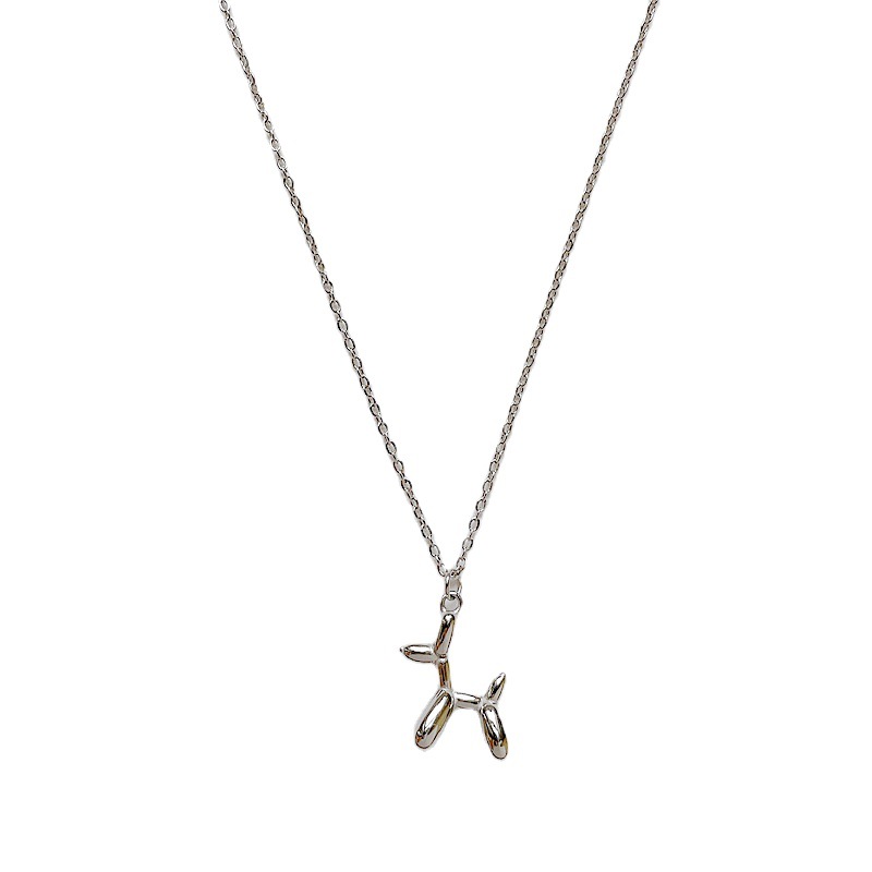 Stereoscopic Cute Sweet Balloon Dog Titanium Steel Necklace Female 2022 New Silver Collarbone Chain Specification drawing