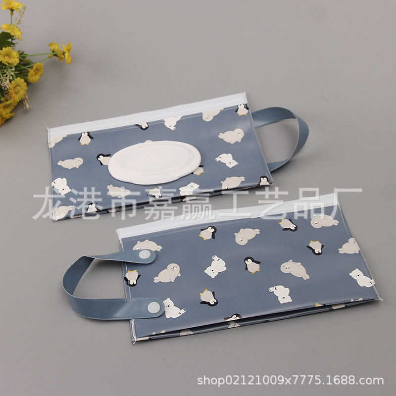In-stock EVA hand-held wet tissue bags, pull-out flip-top makeup remover cotton bags, hand-held rope car hanging bags Specification image
