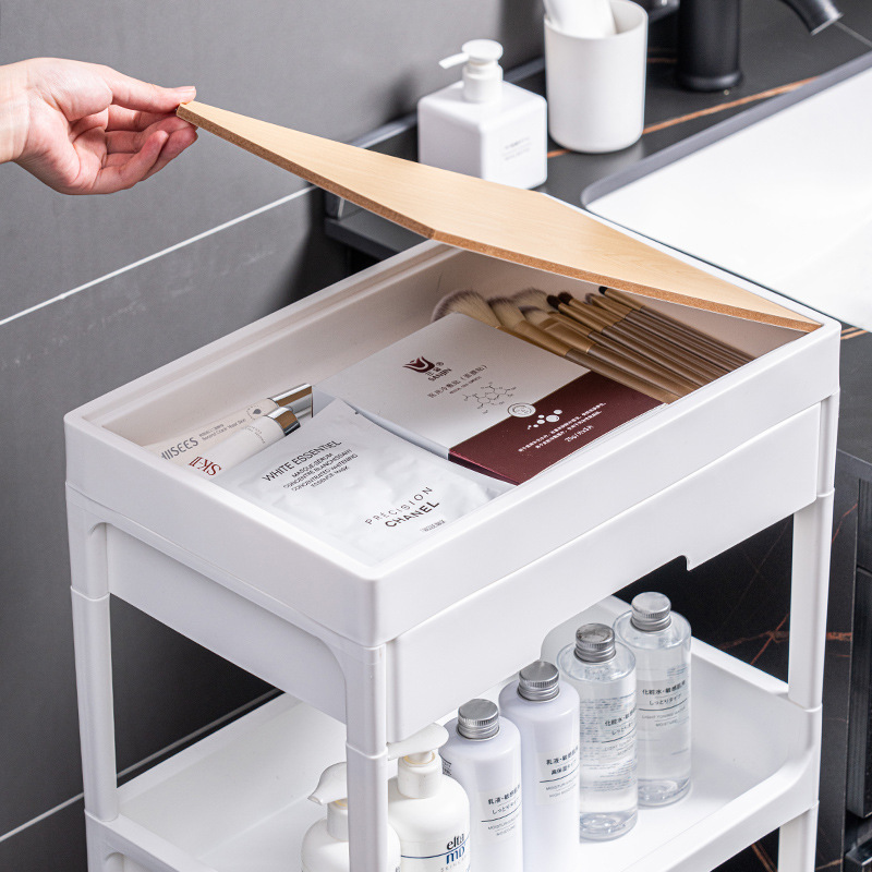 Cart Storage Shelf Floor-To-Ceiling Kitchen Bathroom Mobile Snack Bathroom Multi-Storey Bedroom Bedside Storage Shelf Application Scenario