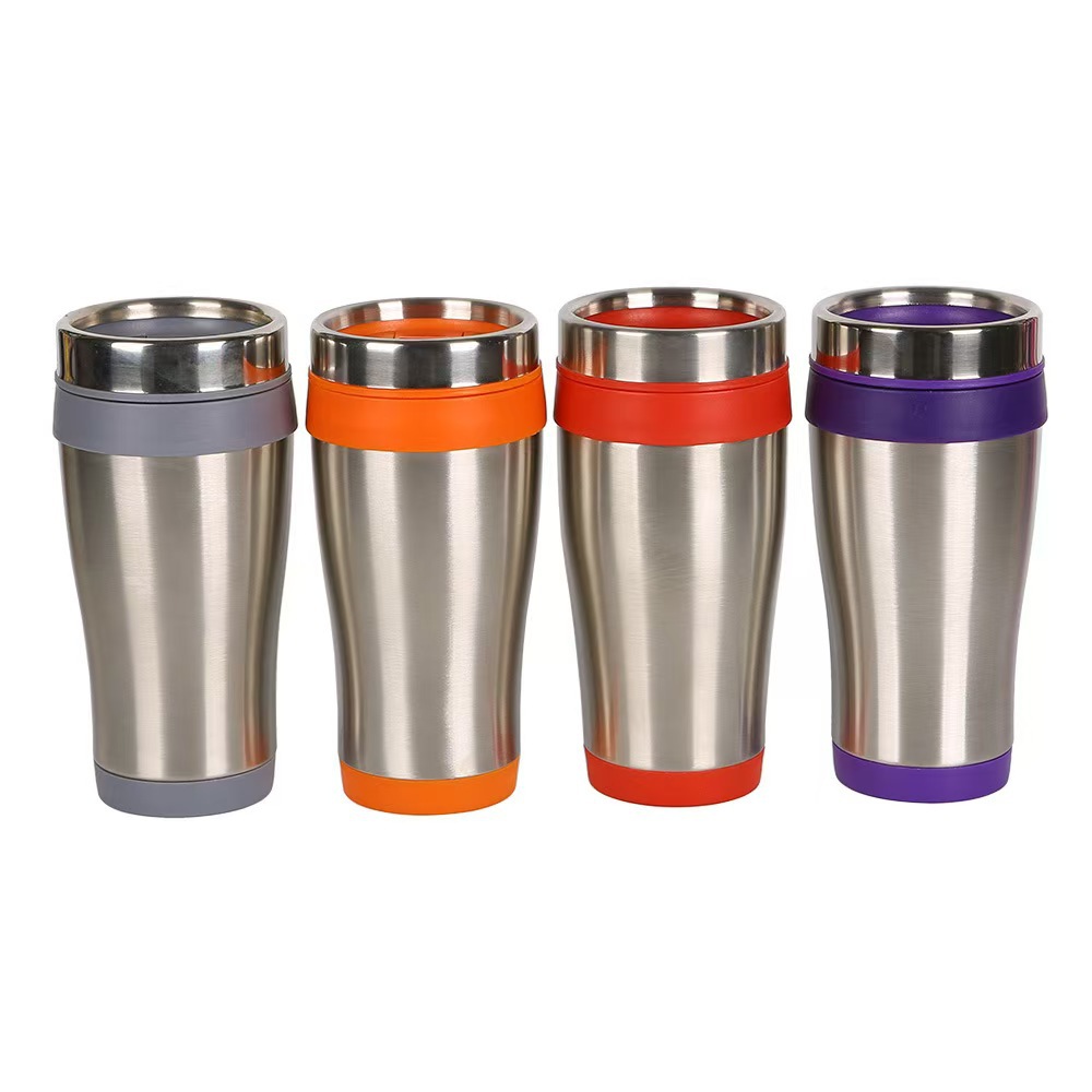 Inner plastic outer steel car cup, double-layer vacuum portable insulated cup, outdoor car insulation and cold preservation handle cup for export Specification image