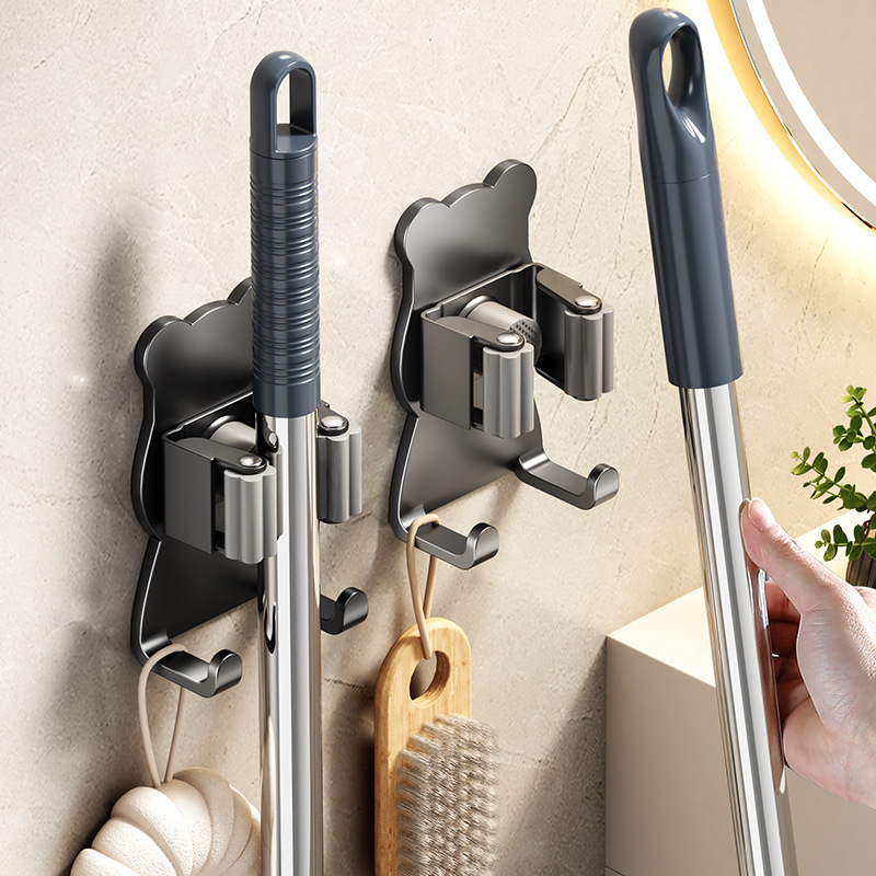 跨境拖把夹免打孔拖把架拖布扫把挂钩子亚马逊壁挂固定扫帚工具夹详情图3