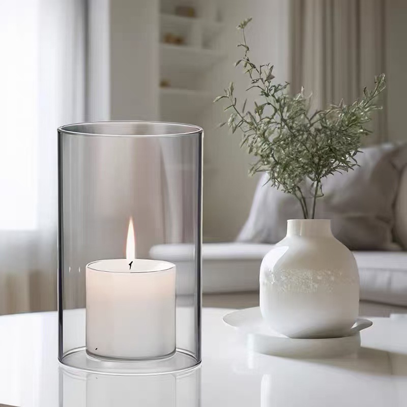 High borosilicate glass candle cups, transparent European candlestick ornaments, cork-sealed scented wedding decorative candles details Picture
