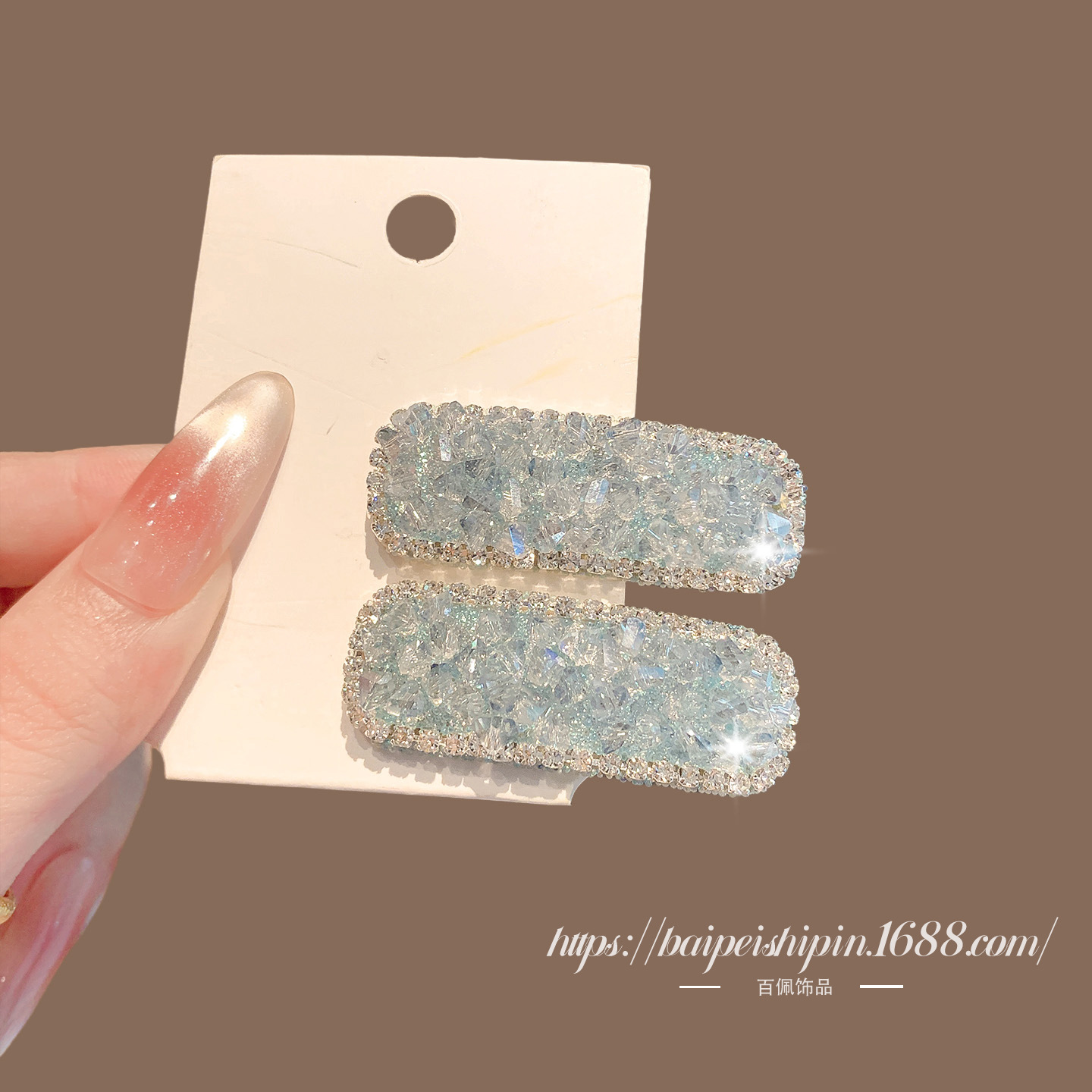 Best-selling diamond children's hair clips, bangs clips, shiny clips, side broken hair clips, crystal diamond bb clips, girl princess hair accessories details Picture