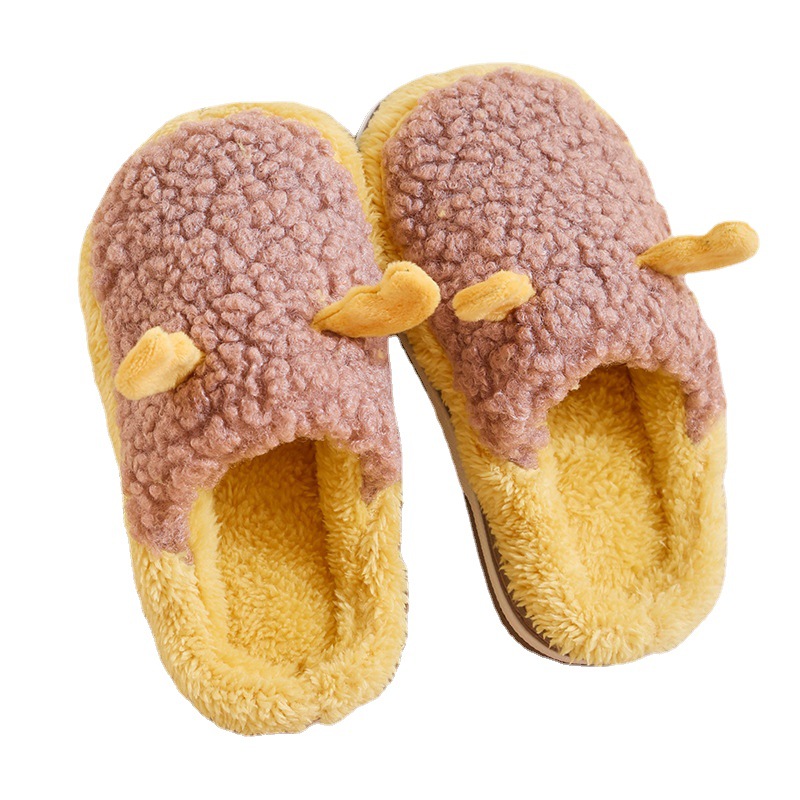 New children's cotton slippers with cartoon antler design are fashionable and cute. They are warm and durable indoors Item Picture