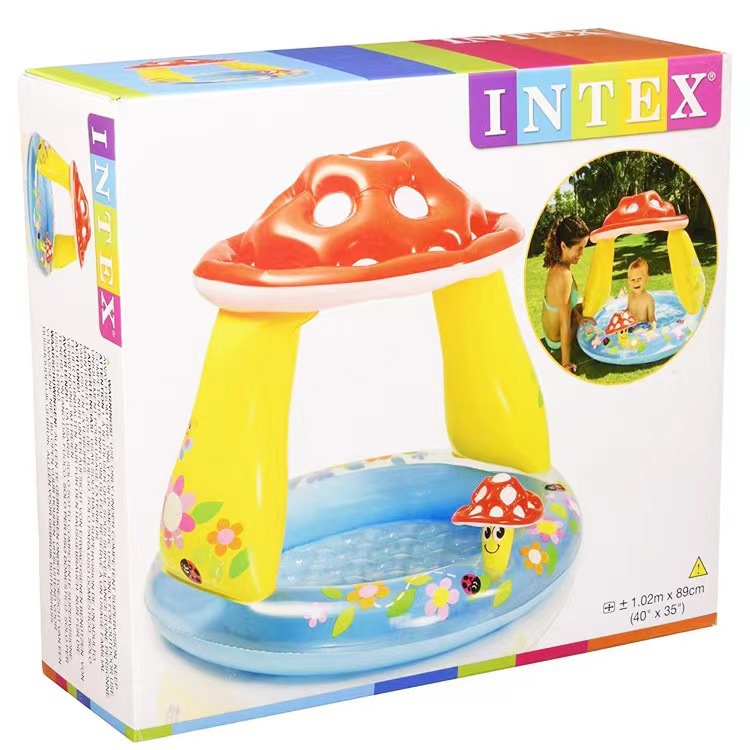 intex 57114 Cross-border Inflatable water Pool, children's water play mushroom Sunshade, baby bath tub Specification image