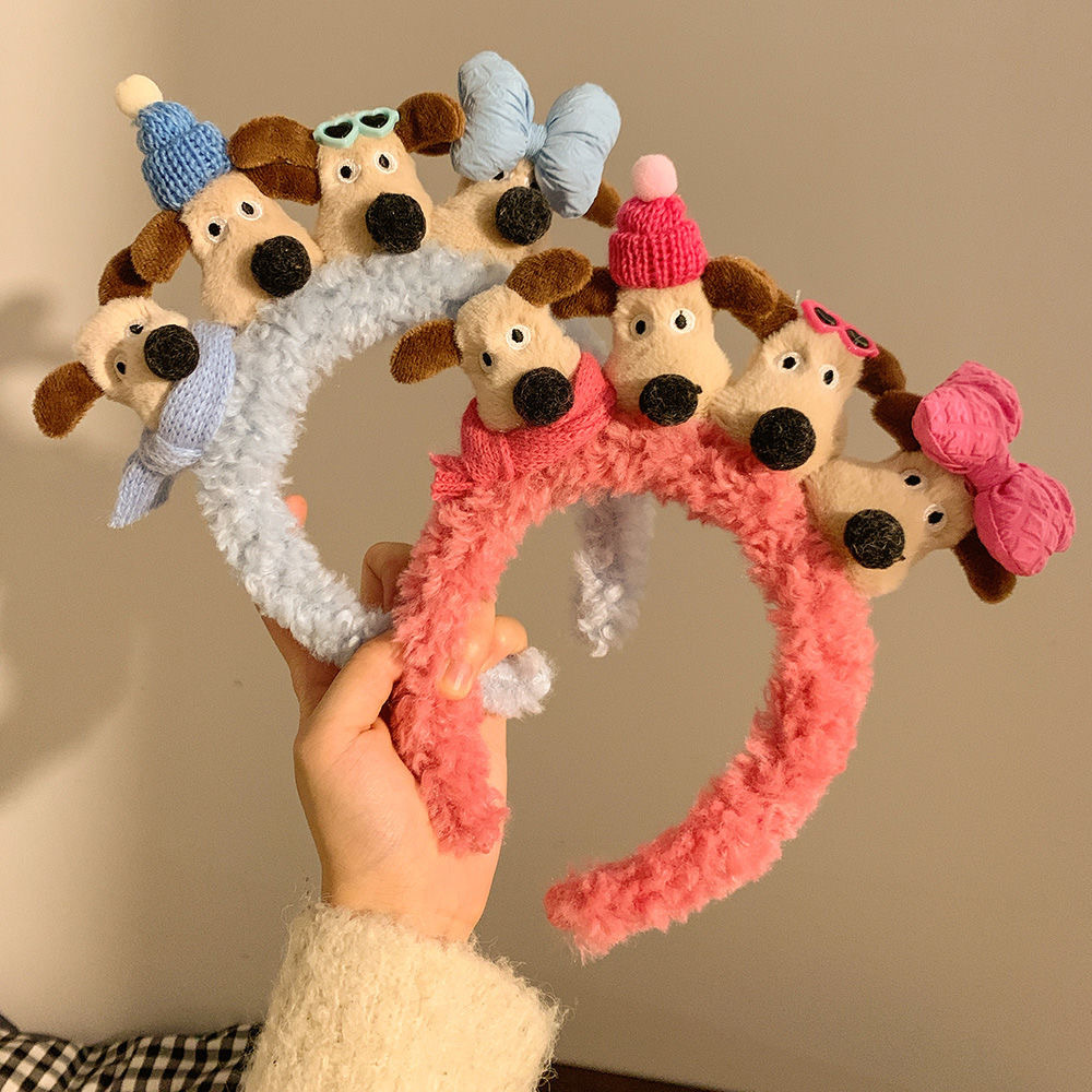 Cute plush puppy hairband, sweet and versatile female cartoon, popular photo headband, dog funny hairpin, hair accessory